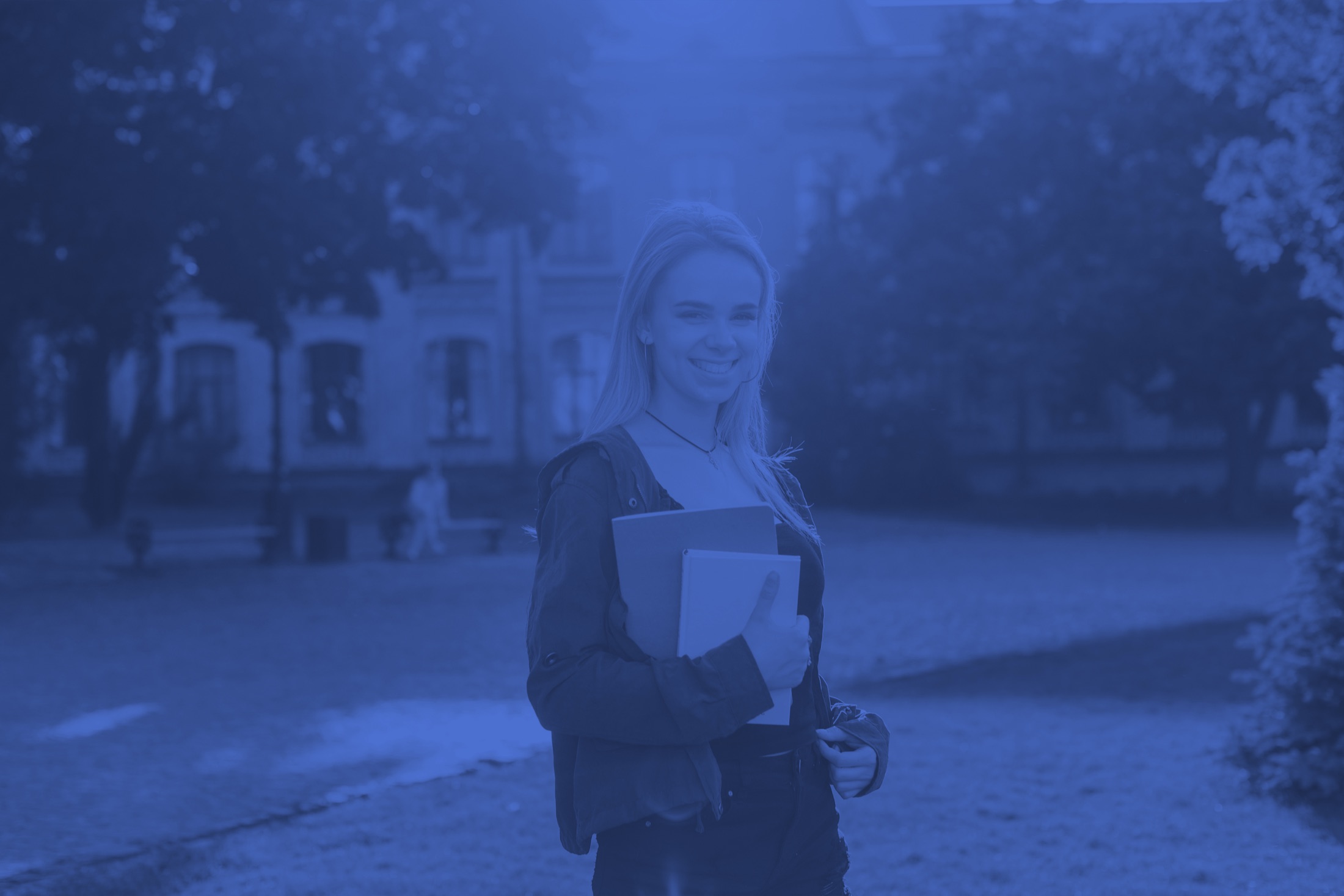 A student on a school campus